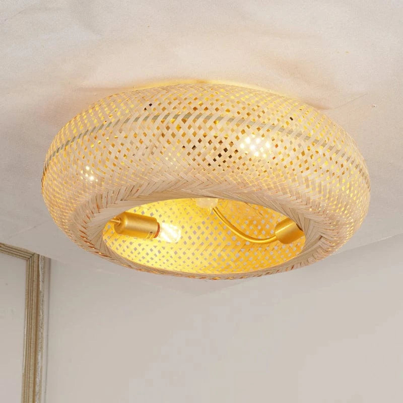 Vævet Bambus Loftventilator med Lys - Boho Style - Moderne - ABS Ventilatorblad Ceiling Fans Danmarkmode.dk