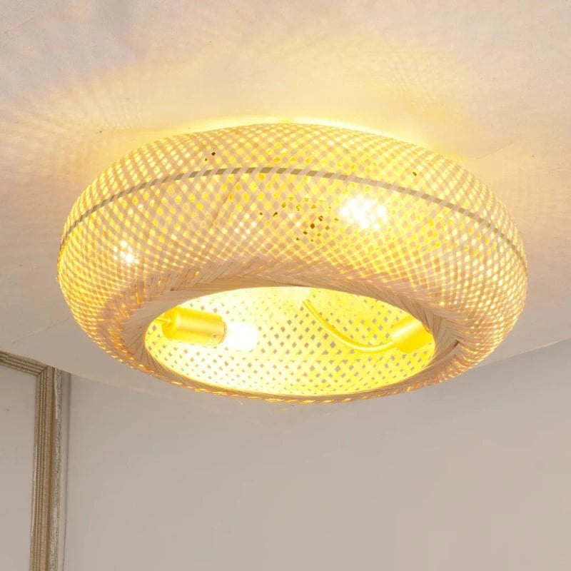 Vævet Bambus Loftventilator med Lys - Boho Style - Moderne - ABS Ventilatorblad Ceiling Fans Danmarkmode.dk