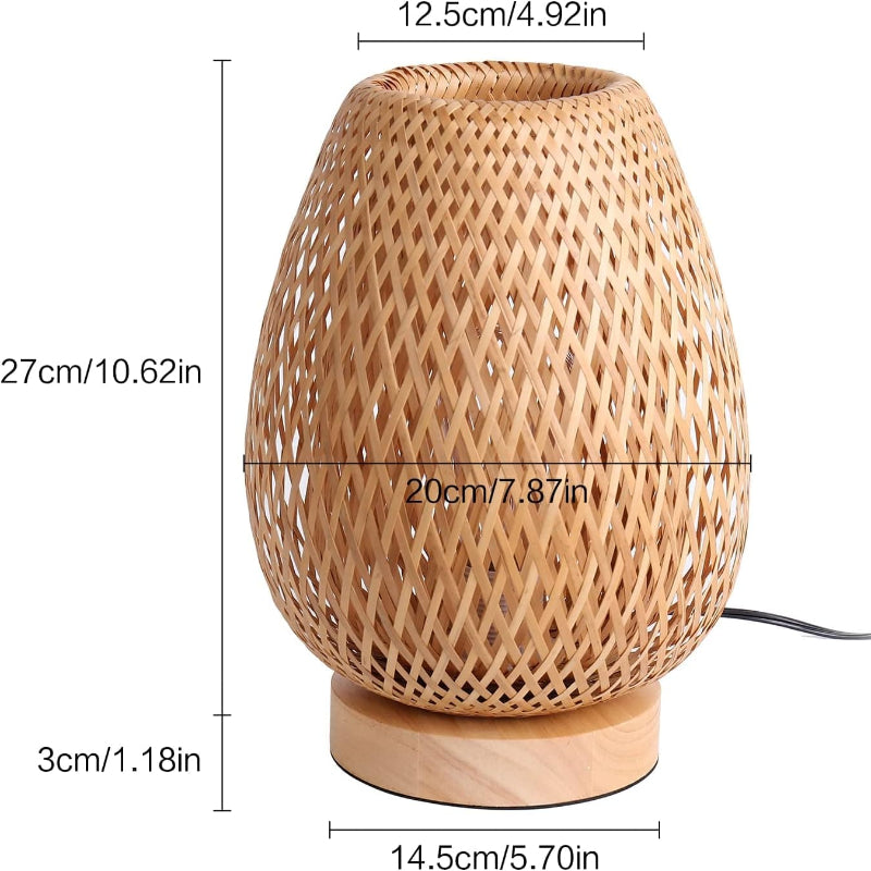 Vævet Bambus Sengebord LED Natlampe - Genopladelig Lampe - Dæmpbar Bedside Lamps Danmarkmode.dk