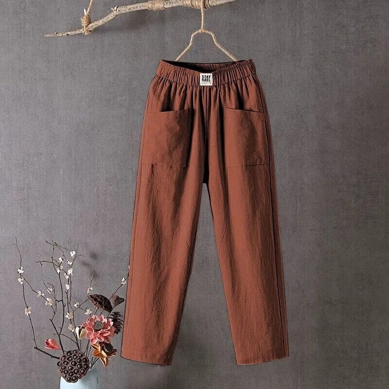 Vidde Bukser Høj Talje Dame, Casual, Grå, Komfortabel, Størrelse L, Tøj Pants Danmarkmode.dk