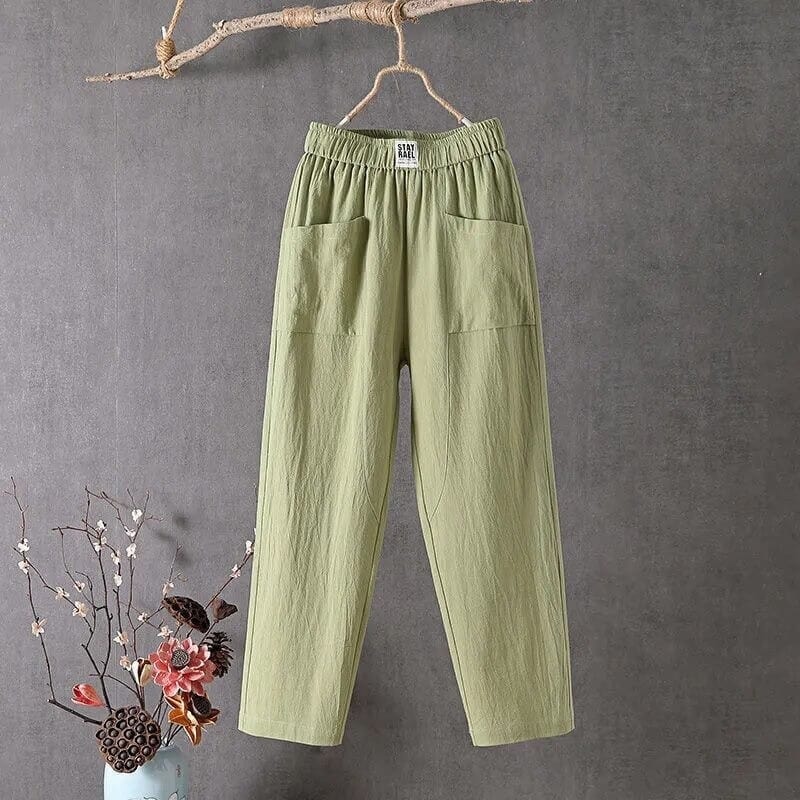 Vidde Bukser Høj Talje Dame, Casual, Grå, Komfortabel, Størrelse L, Tøj Pants Danmarkmode.dk