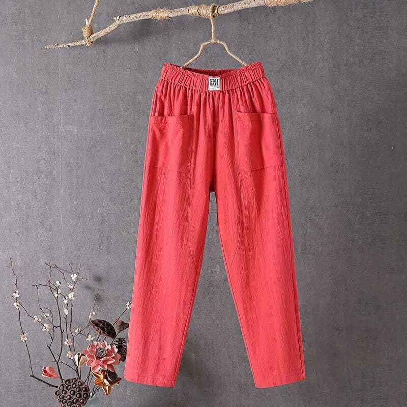 Vidde Bukser Høj Talje Dame, Casual, Grå, Komfortabel, Størrelse L, Tøj Pants Danmarkmode.dk