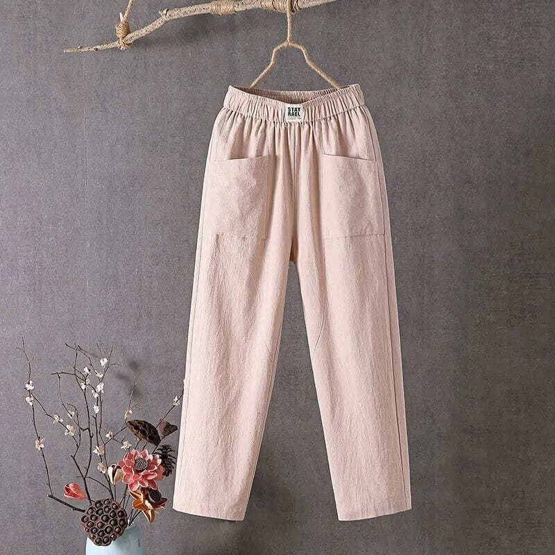 Vidde Bukser Høj Talje Dame, Casual, Grå, Komfortabel, Størrelse L, Tøj Pants Danmarkmode.dk