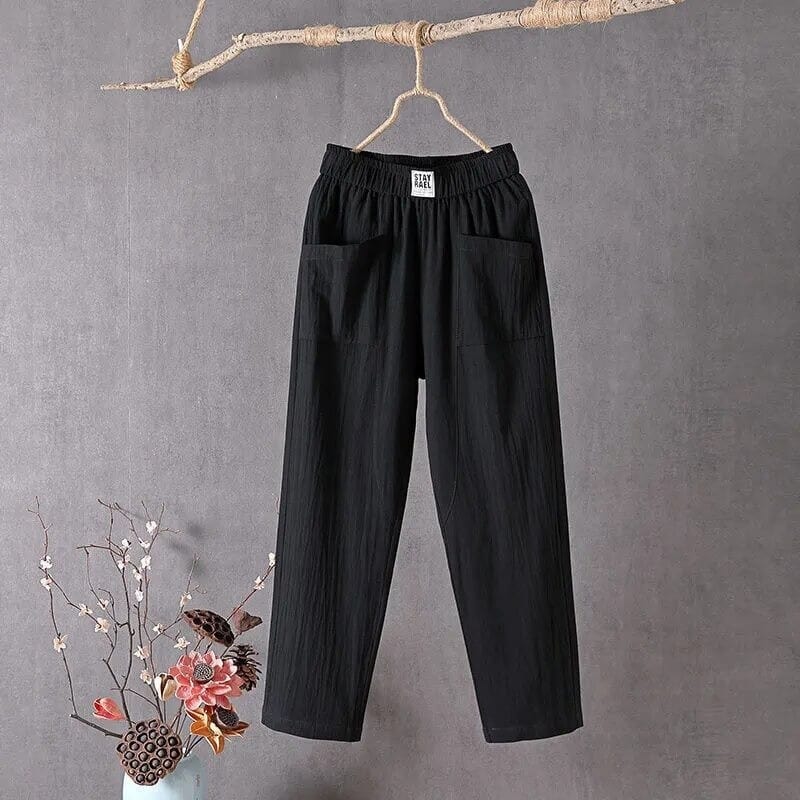 Vidde Bukser Høj Talje Dame, Casual, Grå, Komfortabel, Størrelse L, Tøj Pants Danmarkmode.dk