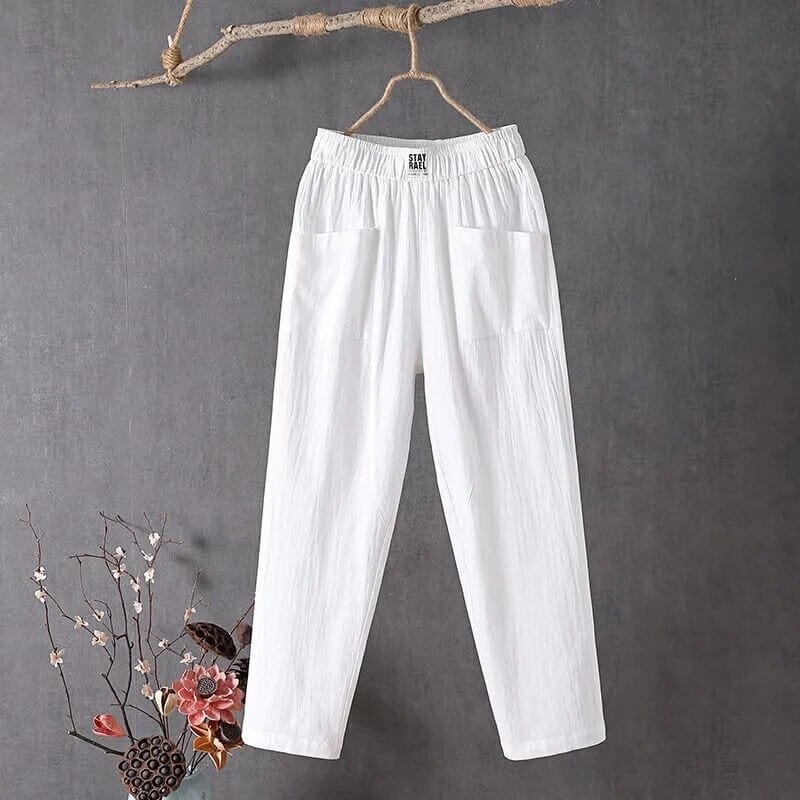Vidde Bukser Høj Talje Dame, Casual, Grå, Komfortabel, Størrelse L, Tøj Pants Danmarkmode.dk