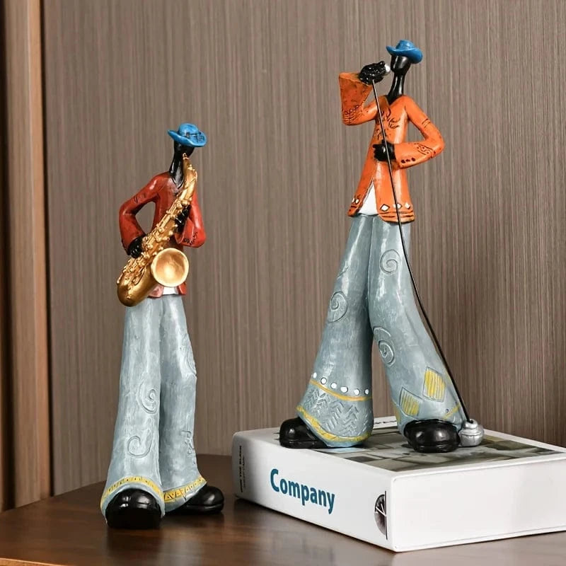 Vintage Jazzband Figurer Skulptur - Resin - Samlerobjekt - Musikere Figurines Danmarkmode.dk