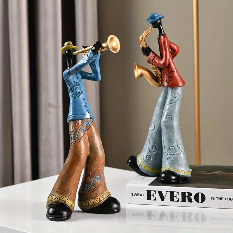 Vintage Jazzband Figurer Skulptur - Resin - Samlerobjekt - Musikere Figurines Danmarkmode.dk