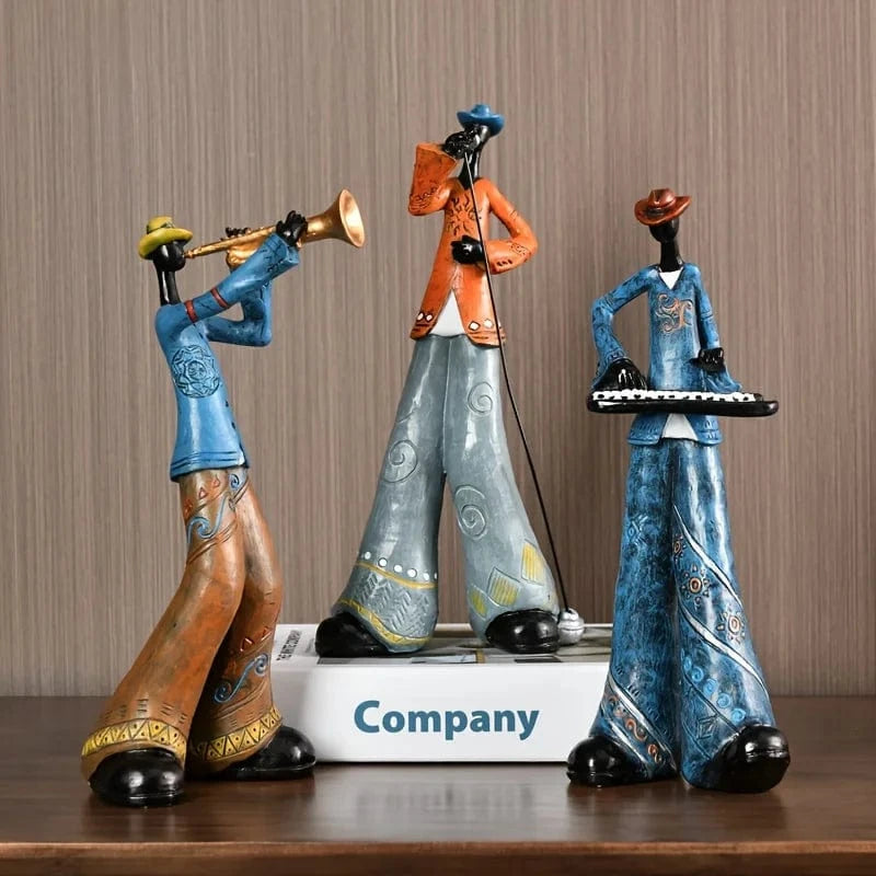 Vintage Jazzband Figurer Skulptur - Resin - Samlerobjekt - Musikere Figurines Danmarkmode.dk