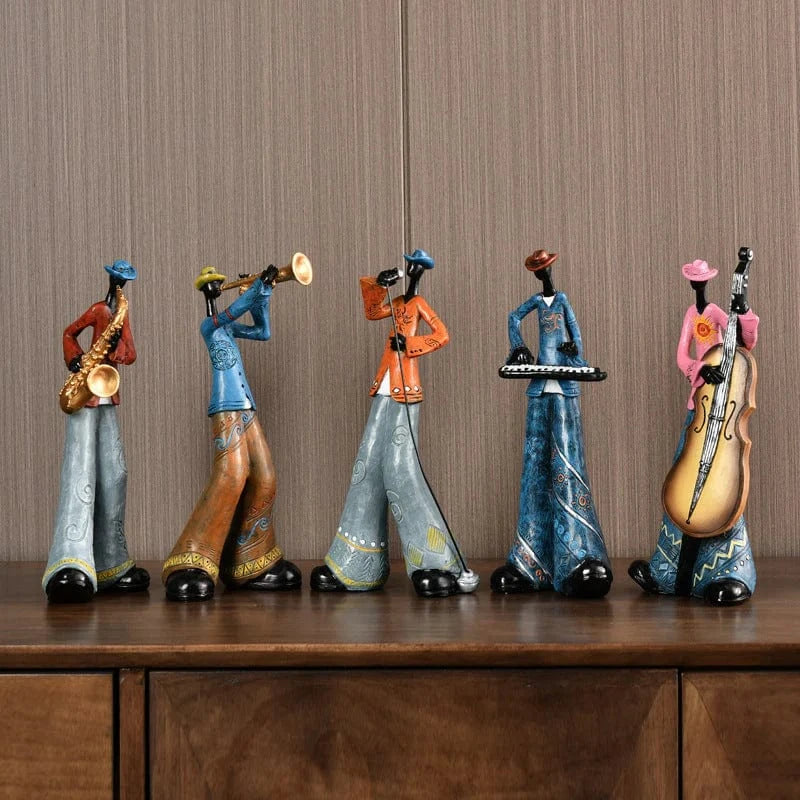 Vintage Jazzband Figurer Skulptur - Resin - Samlerobjekt - Musikere Figurines Danmarkmode.dk