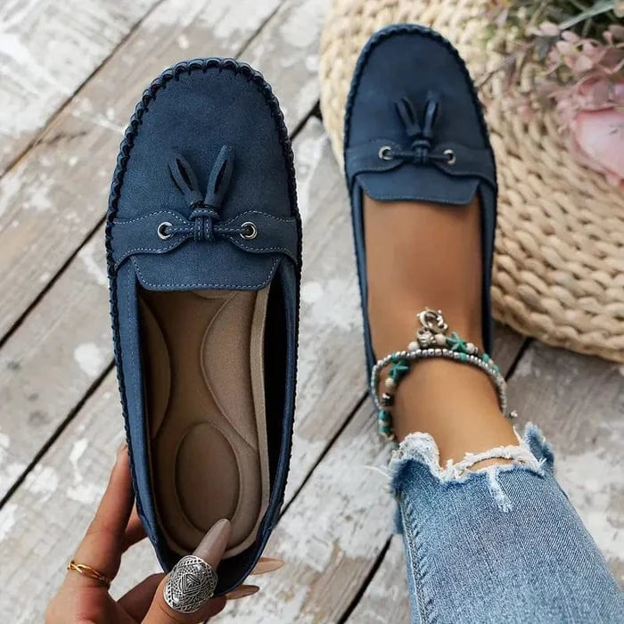 Vintage Kvastsløjfe Loafers Kvinder - Ortopædisk - Ruskind - Flade Sko Loafers Danmarkmode.dk