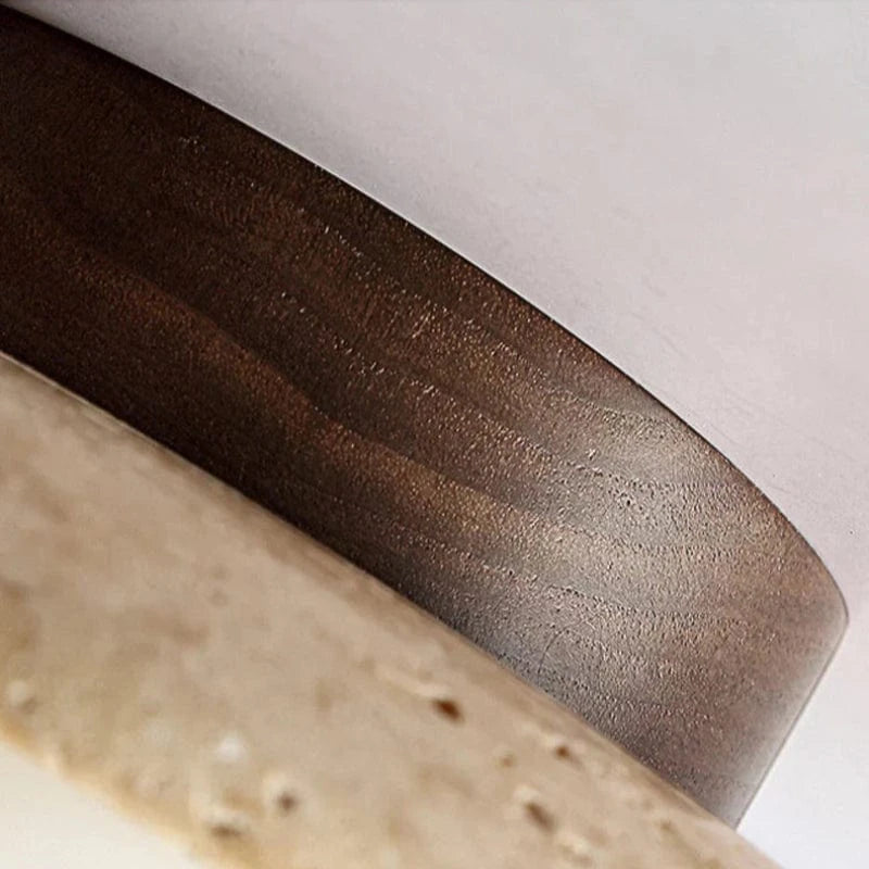 Wabi Sabi Travertine Loftlampe - Træ - Rund - Japandi Ceiling Light Fixtures Danmarkmode.dk
