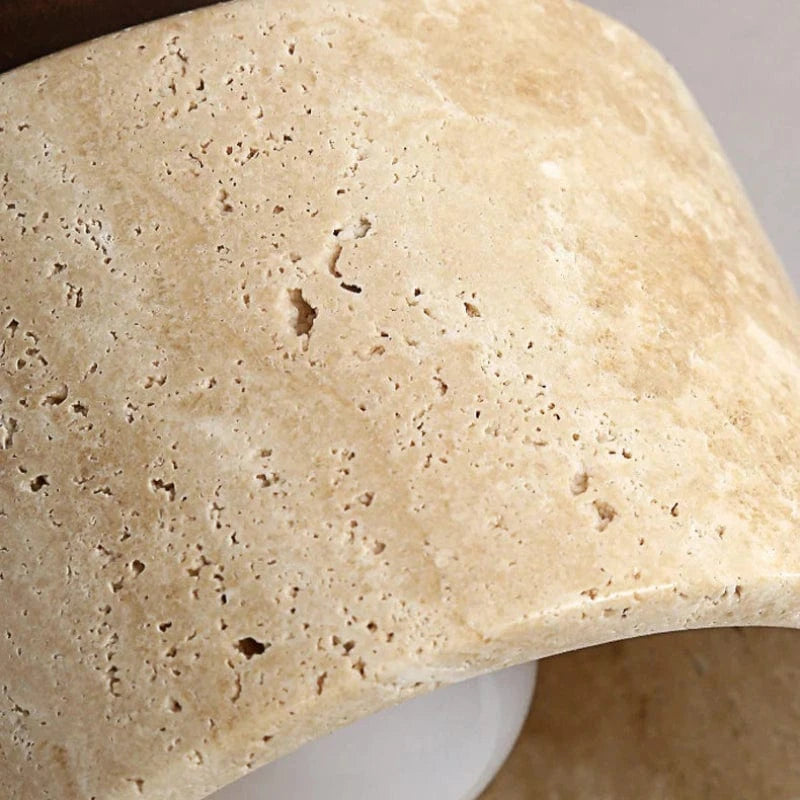 Wabi Sabi Travertine Loftlampe - Træ - Rund - Japandi Ceiling Light Fixtures Danmarkmode.dk