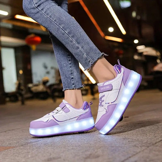 Wheelskate Adventure Rullesko - LED Hjul Sneakers til Børn, Komfortable, Stilige, Gummisål, Unisex, Flerfarvet Sneakers Danmarkmode.dk