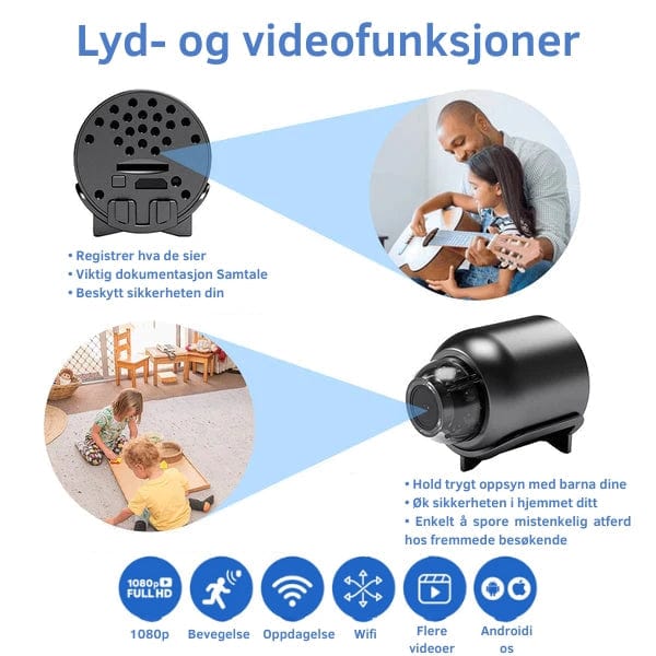 WiFi Kamera, Lang Batterilevetid, HD Optagelse, Bærbar, Sort, Unisex Mini Camera Danmarkmode.dk