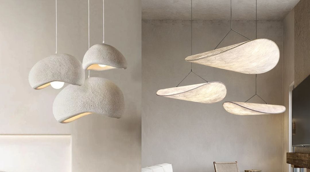 Minimalistisk Pendel Lampe Over Spisebord I Naturmaterialer