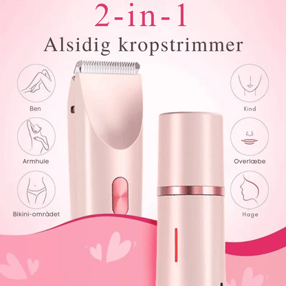 2 i 1 Smertefri Elektrisk Barbermaskine - Dame - Vandtæt - Hårtrimmer Hair Clippers & Trimmers Danmarkmode.dk