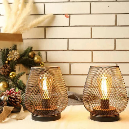 2 stk. Batteridrevet Metalbur LED Lanterne - Bordlampe - Dæmpbar - Indendørs og Udendørs