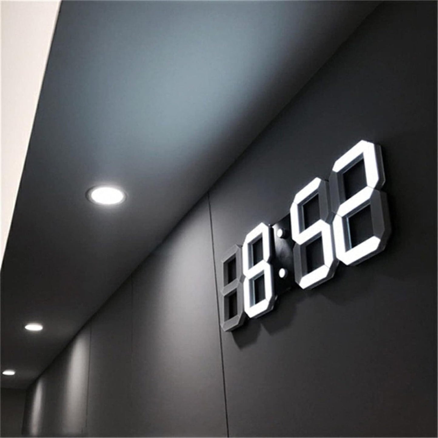 3D LED Digitalt Vægur  - Vækkeur - Natlys - Akryl