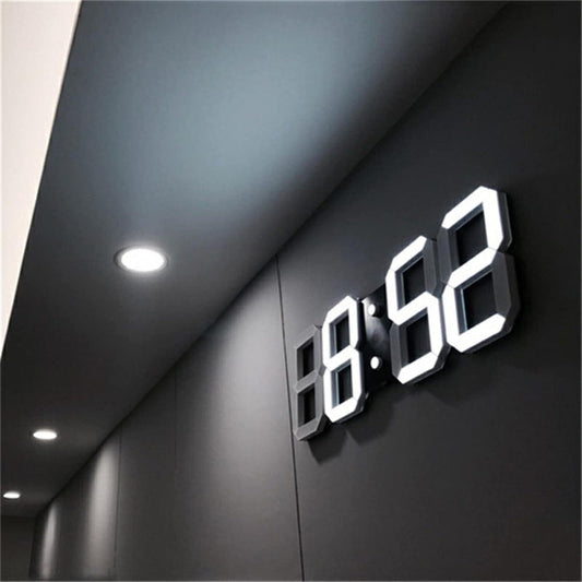 3D LED Digitalt Vægur  - Vækkeur - Natlys - Akryl