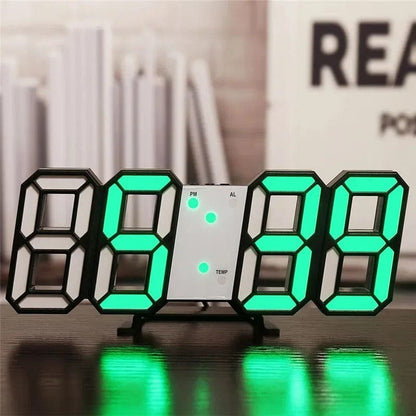 3D LED Digitalt Vægur  - Vækkeur - Natlys - Akryl