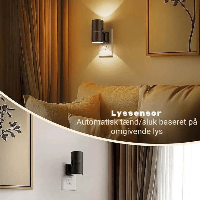 Dæmpbar Plug In Væglampe - EU PLUG - Bevægelsessensor - Natlys