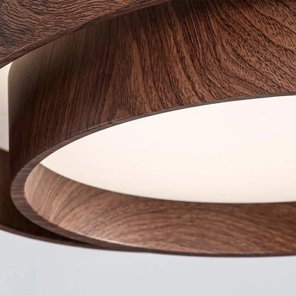Dobbelt Cirkel Træ Loftlampe - Valnød - Wabi Sabi - Moderne