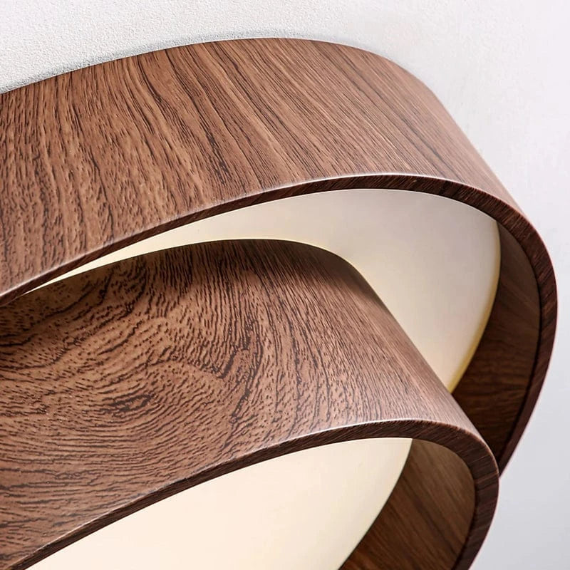 Dobbelt Cirkel Træ Loftlampe - Valnød - Wabi Sabi - Moderne