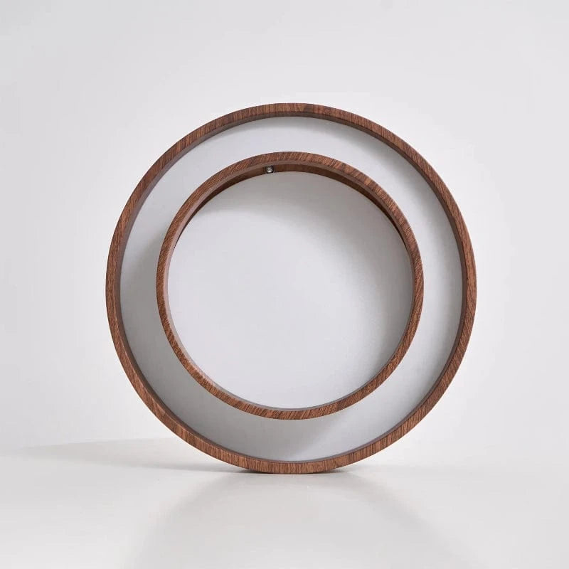 Dobbelt Cirkel Træ Loftlampe - Valnød - Wabi Sabi - Moderne