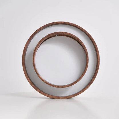Dobbelt Cirkel Træ Loftlampe - Valnød - Wabi Sabi - Moderne