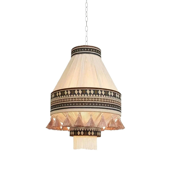 Etnisk Boheme Pendel Lampe - Frynser - Tribal - Stof