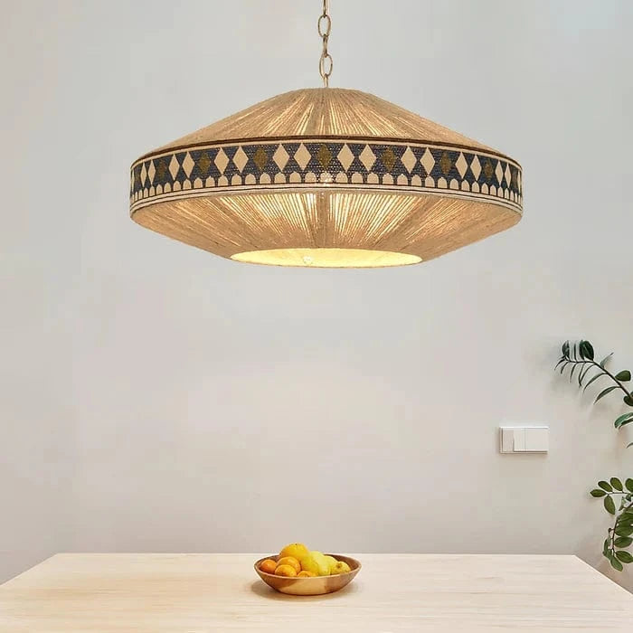 Etnisk Boheme Pendel Lampe - Frynser - Tribal - Stof