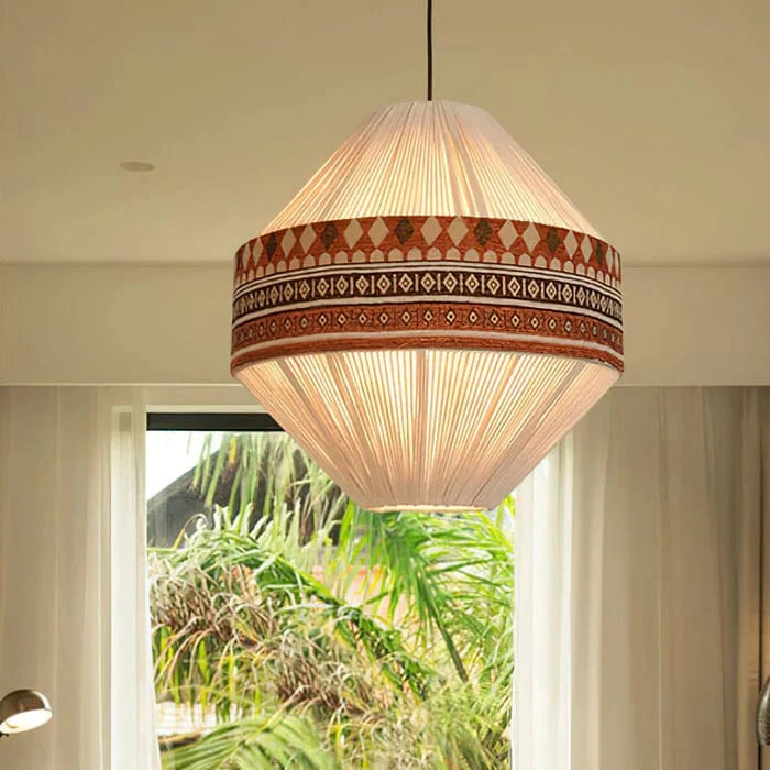 Etnisk Boheme Pendel Lampe - Frynser - Tribal - Stof
