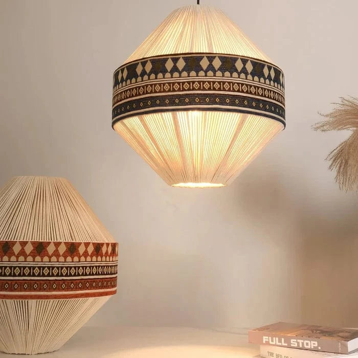 Etnisk Boheme Pendel Lampe - Frynser - Tribal - Stof