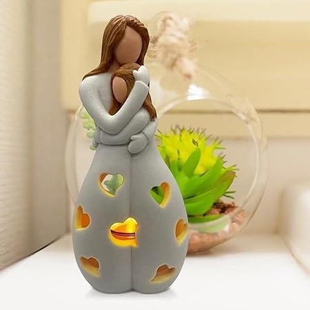 Evig Kærlighed LED Lysestage - Statue - Gaveideer til Mor - Resin