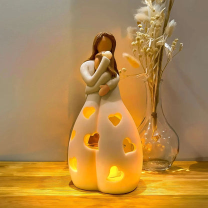 Evig Kærlighed LED Lysestage - Statue - Gaveideer til Mor - Resin