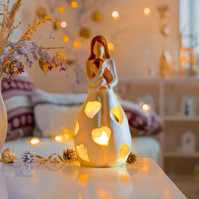 Evig Kærlighed LED Lysestage - Statue - Gaveideer til Mor - Resin