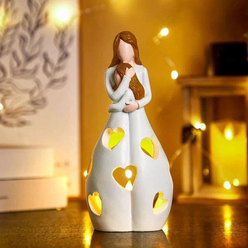 Evig Kærlighed LED Lysestage - Statue - Gaveideer til Mor - Resin
