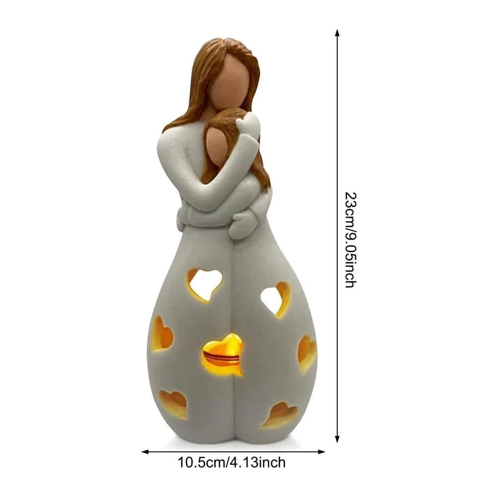 Evig Kærlighed LED Lysestage - Statue - Gaveideer til Mor - Resin