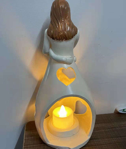 Evig Kærlighed LED Lysestage - Statue - Gaveideer til Mor - Resin