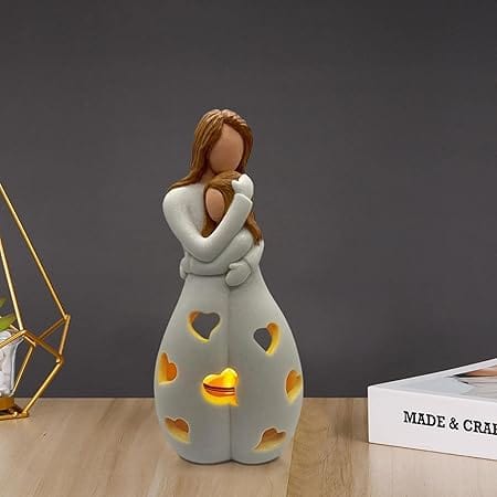 Evig Kærlighed LED Lysestage - Statue - Gaveideer til Mor - Resin