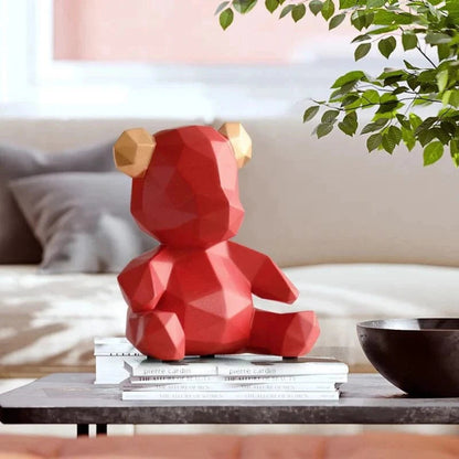 Geometric Bear Figurine - Statue - Resin - Sparegris - Boligindretning