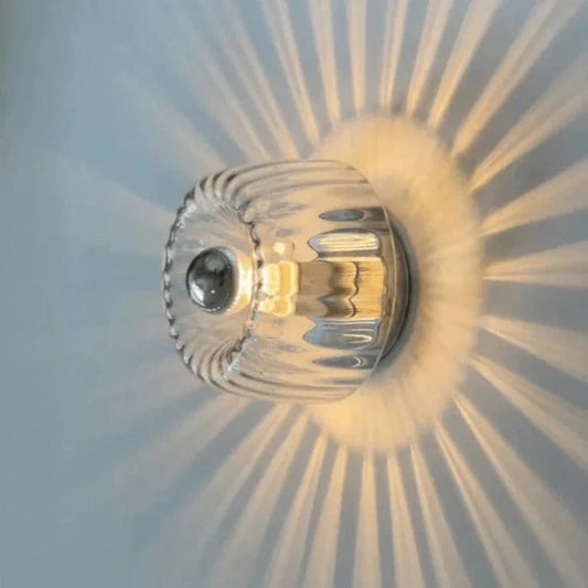 Glas Knop Væglampe - Klar - Led Pære - Sollys