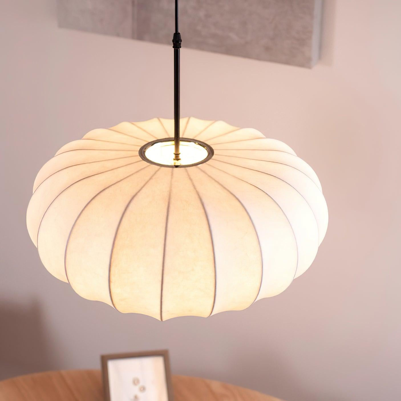 Hvid Lanterne Wabi Sabi Pendellampe - Japandi Style - Boligindretning - LED - Stof
