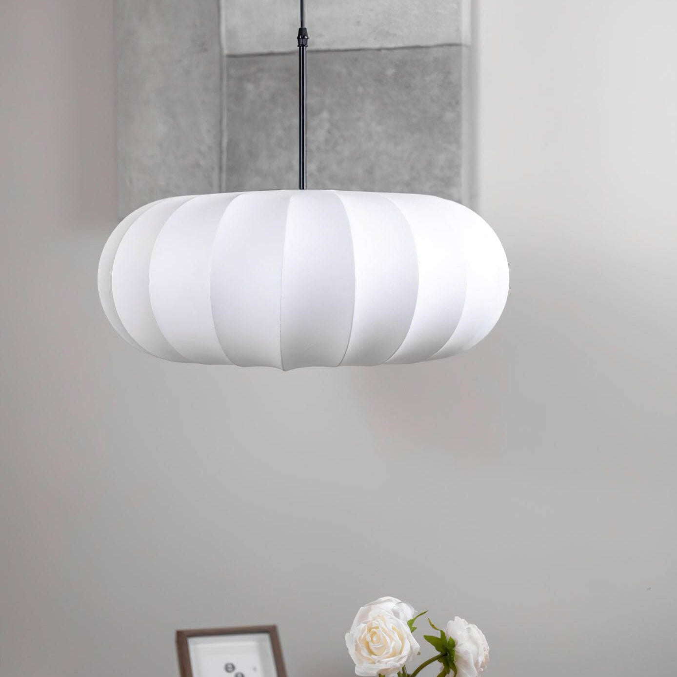 Hvid Lanterne Wabi Sabi Pendellampe - Japandi Style - Boligindretning - LED - Stof