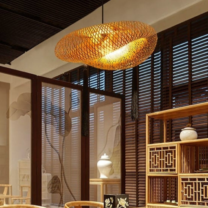 Japansk Stil Vævet Pendellampe - Bamboo - Håndlavet - Boligindretning