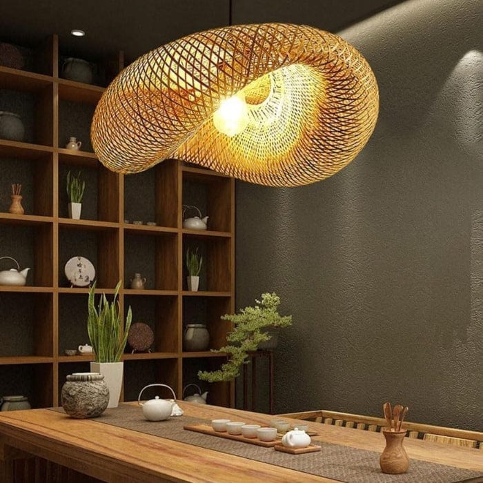 Japansk Stil Vævet Pendellampe - Bamboo - Håndlavet - Boligindretning