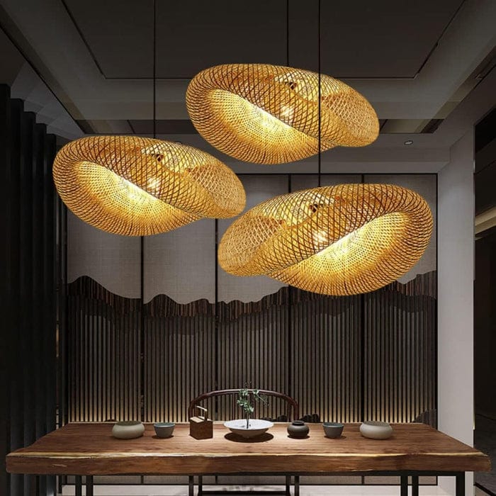 Japansk Stil Vævet Pendellampe - Bamboo - Håndlavet - Boligindretning