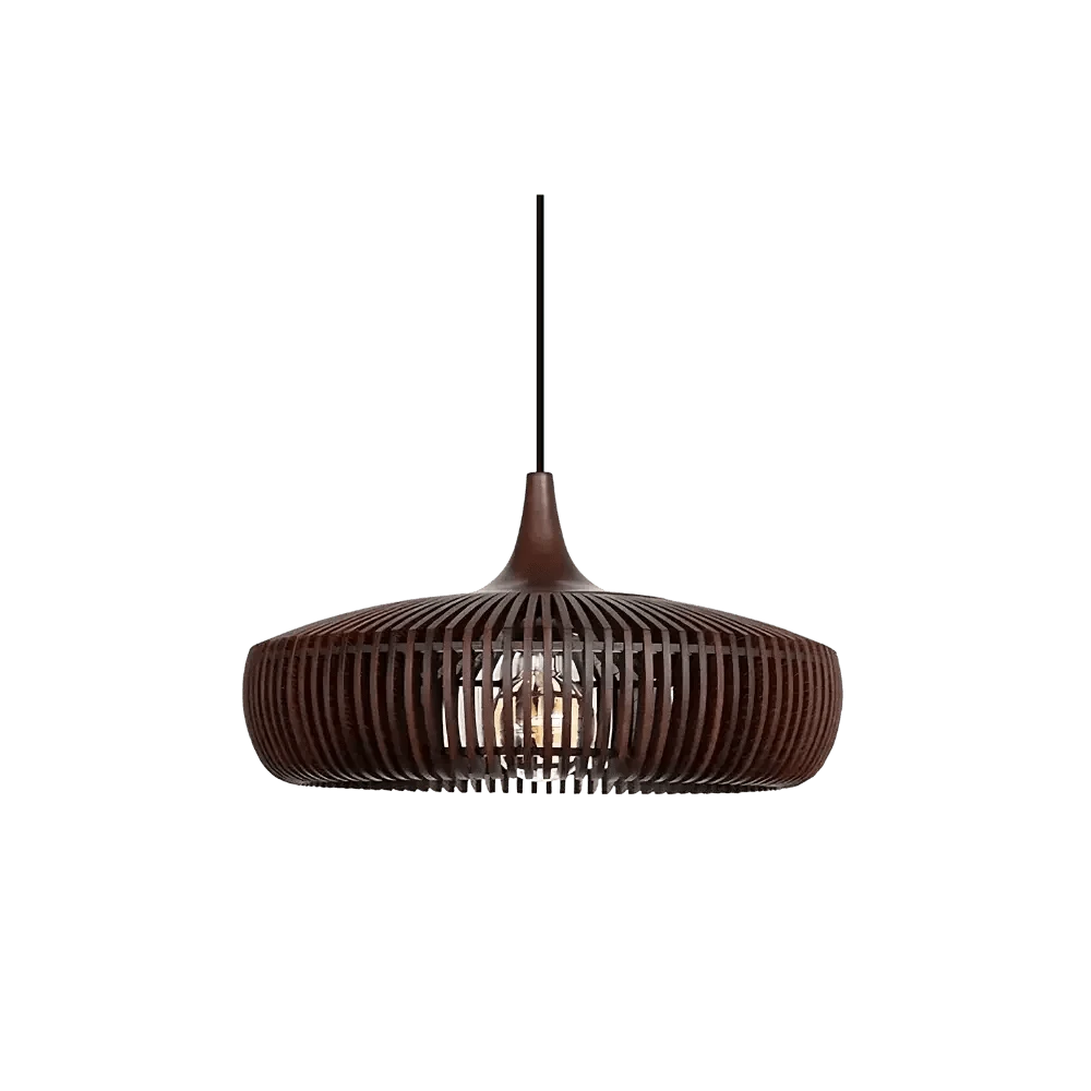 -Japansk Loftlampe I Træ - Rund Wabi Sabi Lampe - Minimalistisk Stil