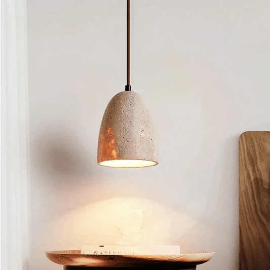 Klokken Travertin Pendel Lampe - Wabi Sabi - Sten - ø 12cm