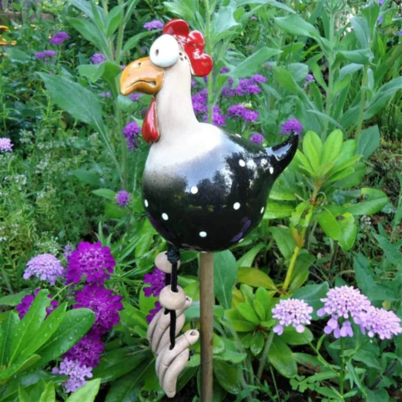 Kylling Hane Ornamenter - Haveindretning - Havekunst - Resin - Figurines